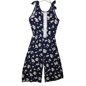 🍒 Heart & Arrow Jumpsuit Size 10 Blue and White Floral Print